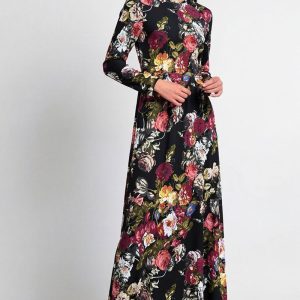 שמלת בית רוכסני צד פרחים גלרי