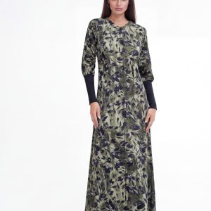 שמלת בית עטלף בקי פרחים זית